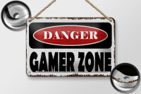 Blechschild Spruch 18x12cm danger Gamer Zone