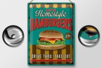 Blechschild Essen 30x40cm Hamburgers enjoy our Homestyle