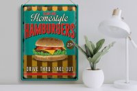 Blechschild Essen 30x40cm Hamburgers enjoy our Homestyle