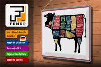 Blechschild Metzger 40x30cm Kuh Beef cuts Fleisch