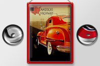 Blechschild Auto 30x40cm Oldtimer america´s highway...