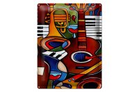 Blechschild Kunst 30x40cm Musik Instrumente Gitarre Piano