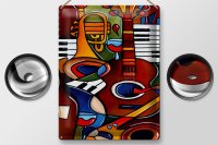 Blechschild Kunst 30x40cm Musik Instrumente Gitarre Piano