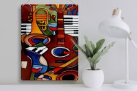 Blechschild Kunst 30x40cm Musik Instrumente Gitarre Piano