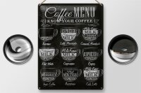 Blechschild Kaffee 30x40cm Coffee Menu Espresso Latte Flat