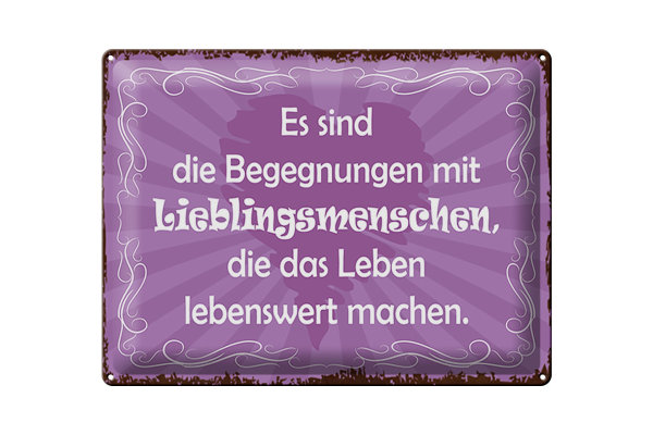 Blechschild Spruch 40x30cm Begegnungen Lieblingsmenschen