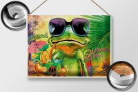 Blechschild Frosch 40x30cm Cocktail Mojito Summer Strand