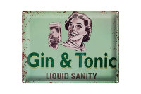 Blechschild Alkohol 40x30cm Gin & Tonic liquid sanity