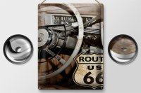 Blechschild Retro 30x40cm Auto Lenkrad Route US 66