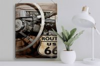 Blechschild Retro 30x40cm Auto Lenkrad Route US 66