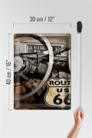 Blechschild Retro 30x40cm Auto Lenkrad Route US 66