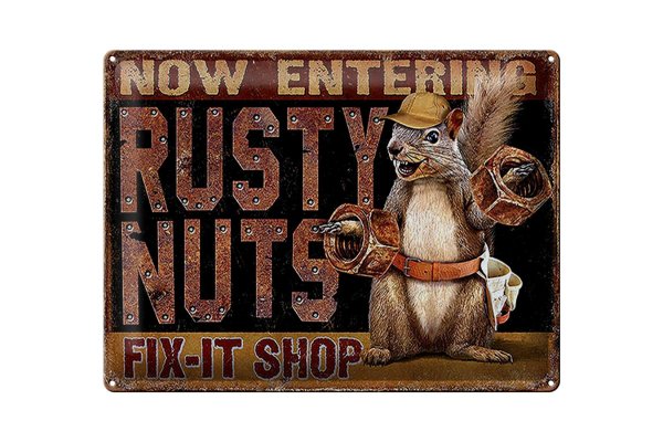Blechschild Spruch 40x30cm Fix-it Shop rusty nuts Garage