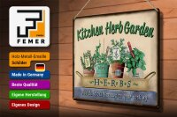 Blechschild Garten 40x30cm Kirchen Herb Garden Mint Thyme