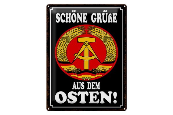 Blechschild Spruch 30x40cm schöne Grüße aus dem Osten