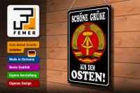 Blechschild Spruch 30x40cm schöne Grüße aus dem Osten