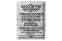 Blechschild Spruch 30x40cm rules of the bathroom wash hands