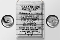 Blechschild Spruch 30x40cm rules of the bathroom wash hands