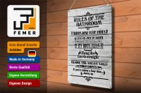 Blechschild Spruch 30x40cm rules of the bathroom wash hands