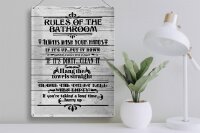 Blechschild Spruch 30x40cm rules of the bathroom wash hands