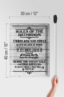 Blechschild Spruch 30x40cm rules of the bathroom wash hands