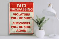 Blechschild Retro 30x40cm No trespassing violators be shot