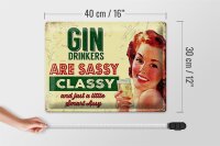 Blechschild Retro 40x30cm Gin drinkers are sassy classy
