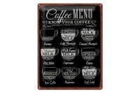 Blechschild Kaffee 30x40cm Coffee Menu flat white Doppio