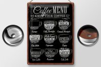 Blechschild Kaffee 30x40cm Coffee Menu flat white Doppio