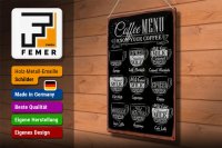 Blechschild Kaffee 30x40cm Coffee Menu flat white Doppio