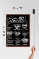 Blechschild Kaffee 30x40cm Coffee Menu flat white Doppio