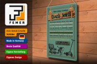 Blechschild Spruch 30x40cm Dad´s Shed open evening weekends