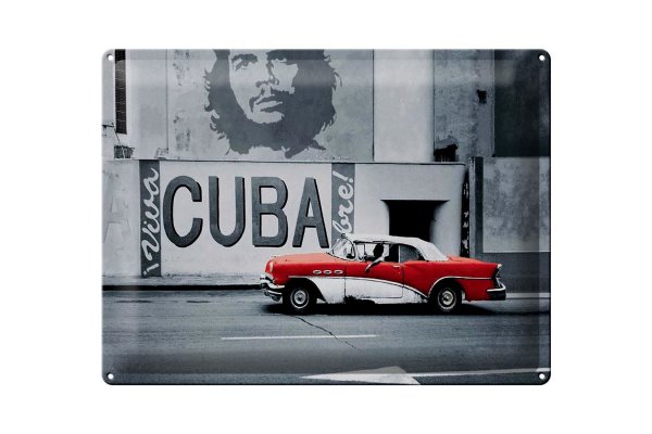 Blechschild Spruch 40x30cm Cuba Guevara Auto rot Oldtimer