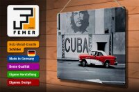 Blechschild Spruch 40x30cm Cuba Guevara Auto rot Oldtimer