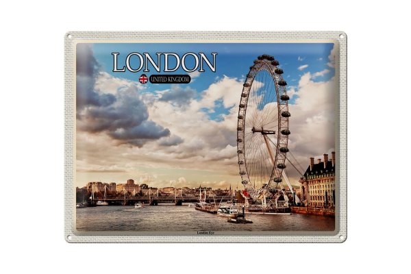 Blechschild Städte United Kingdom England London Eye 40x30cm