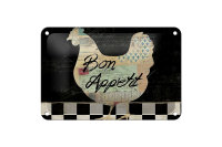 Blechschild Spruch 18x12cm Huhn Hühner Bon Appetit