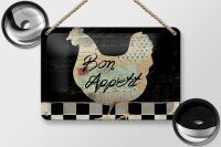 Blechschild Spruch 18x12cm Huhn Hühner Bon Appetit
