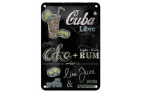 Blechschild Rezept 12x18cm Cuba Libre Cocktail dark Rum Ice