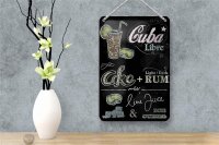 Blechschild Rezept 12x18cm Cuba Libre Cocktail dark Rum Ice