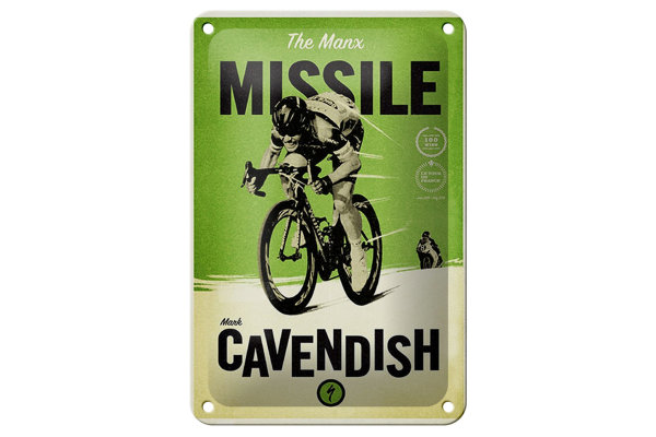 Blechschild Fahrrad 12x18cm the Manx missile Mark Cavendish