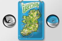 Blechschild Urlaub 12x18cm Greetings from Ireland Landkarte