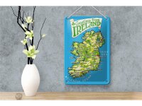 Blechschild Urlaub 12x18cm Greetings from Ireland Landkarte