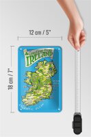 Blechschild Urlaub 12x18cm Greetings from Ireland Landkarte