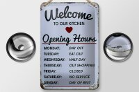 Blechschild Spruch 12x18cm welcome to our Kitchen Opening
