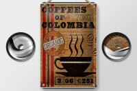 Blechschild Kaffee 12x18cm coffees colombia organic coffee