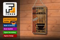 Blechschild Kaffee 12x18cm coffees colombia organic coffee