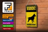 Blechschild Spruch 12x18cm Hund Warning beware of dog