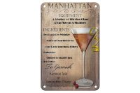 Blechschild Alkohol 12x18cm Manhattan Equipment ingredients