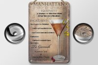 Blechschild Alkohol 12x18cm Manhattan Equipment ingredients