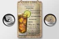 Blechschild Alkohol 12x18cm Cuba Libre Equipment ingredient