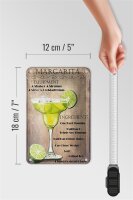 Blechschild Alkohol 12x18cm Margarita Equipment ingredients